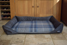 Load image into Gallery viewer, Aviemore Dog Bed in Grey & Blue Check