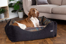 Load image into Gallery viewer, Buckingham Luxury Fabric Dog Bed in Black