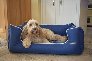 Ultimate Memory Foam Waterproof Dog Bed in Blue Check