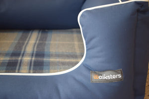 Ultimate Memory Foam Waterproof Dog Bed in Blue Check