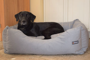 Buckingham Luxury Fabric Dog Bed in Light Grey Check