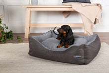 Load image into Gallery viewer, Buckingham Luxury Fabric Dog Bed in Dark Grey
