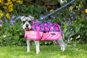 All Seasons Waterproof Dog Coat in Pink Check Walksters