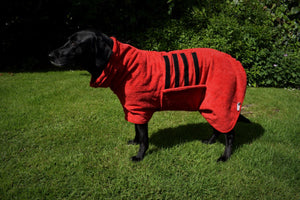 Microfibre Dog Drying Coat - Red