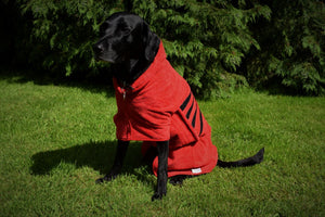 Microfibre Dog Drying Coat - Red