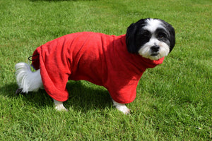 Microfibre Dog Drying Coat - Red